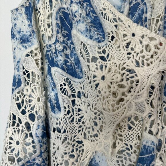 Chicos Vest Blue Drape front Lace Medium - Picture 6 of 9